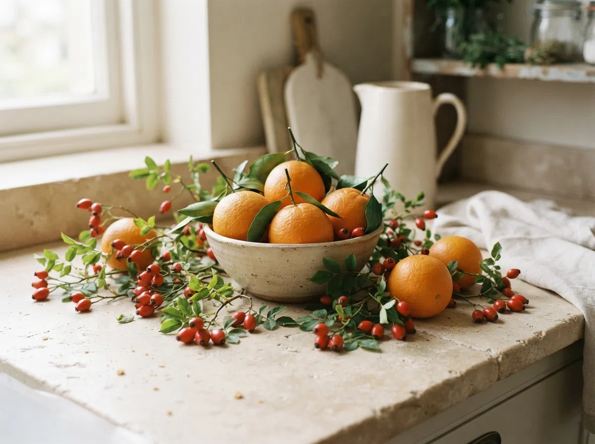 B-vitamin rich foods including almonds, leafy greens and whole grains on a light surface
